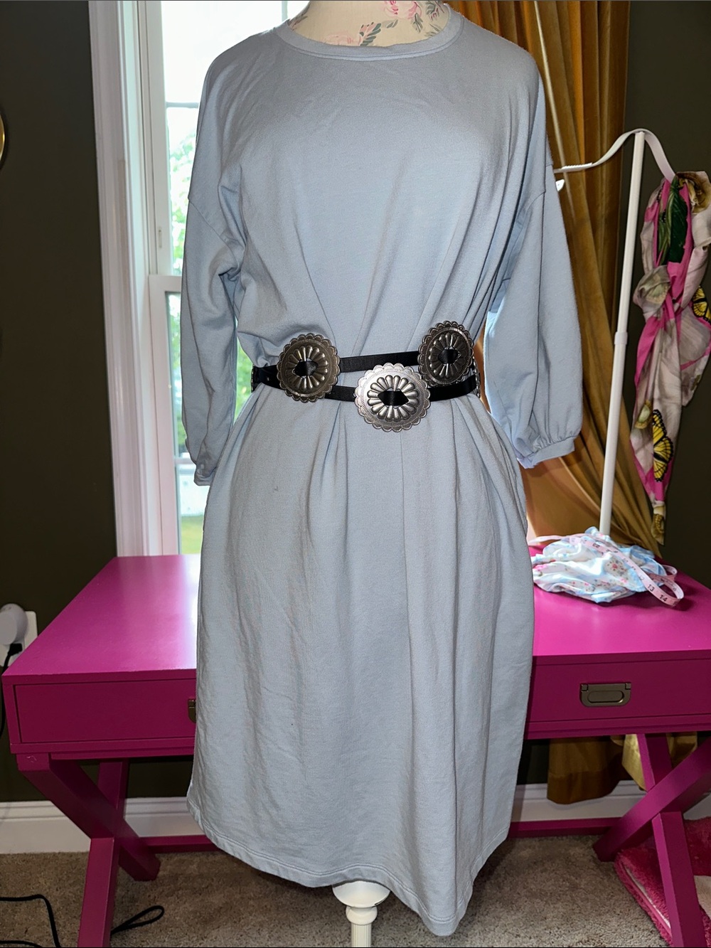 The Drop Light Blue Long Sleeve Women's Pullover Dress